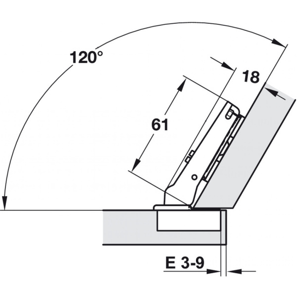 Петля Salice Silentia+, для применения с углом 30° (накладные двери), УО 105°, 48/6, h=12 мм SC